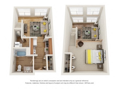 Floor plan for 1 bed, 1 bath, 660 sqft